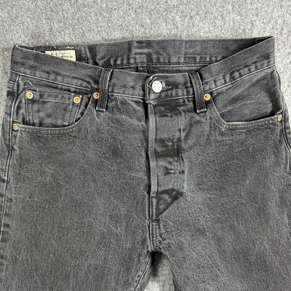 Levis 501 Premium‎ Jeans Mens 30x32 Black Big E Button Fly Fade